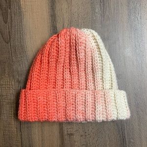 handmade crocheted knit style peach ombré beanie / winter hat